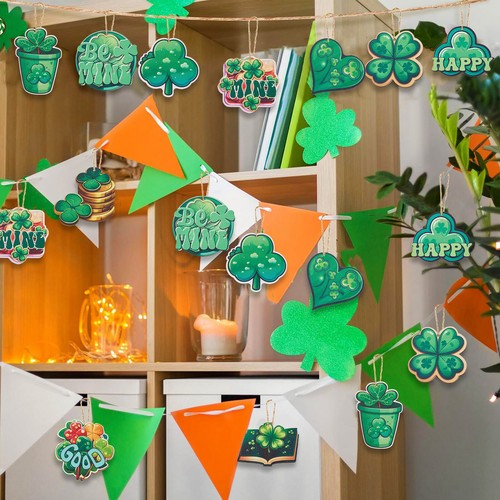 20Pcs Single Face Clover Wood Pendants Wooden Shamrock Charms for Patrick's Day - Picture 6 of 7