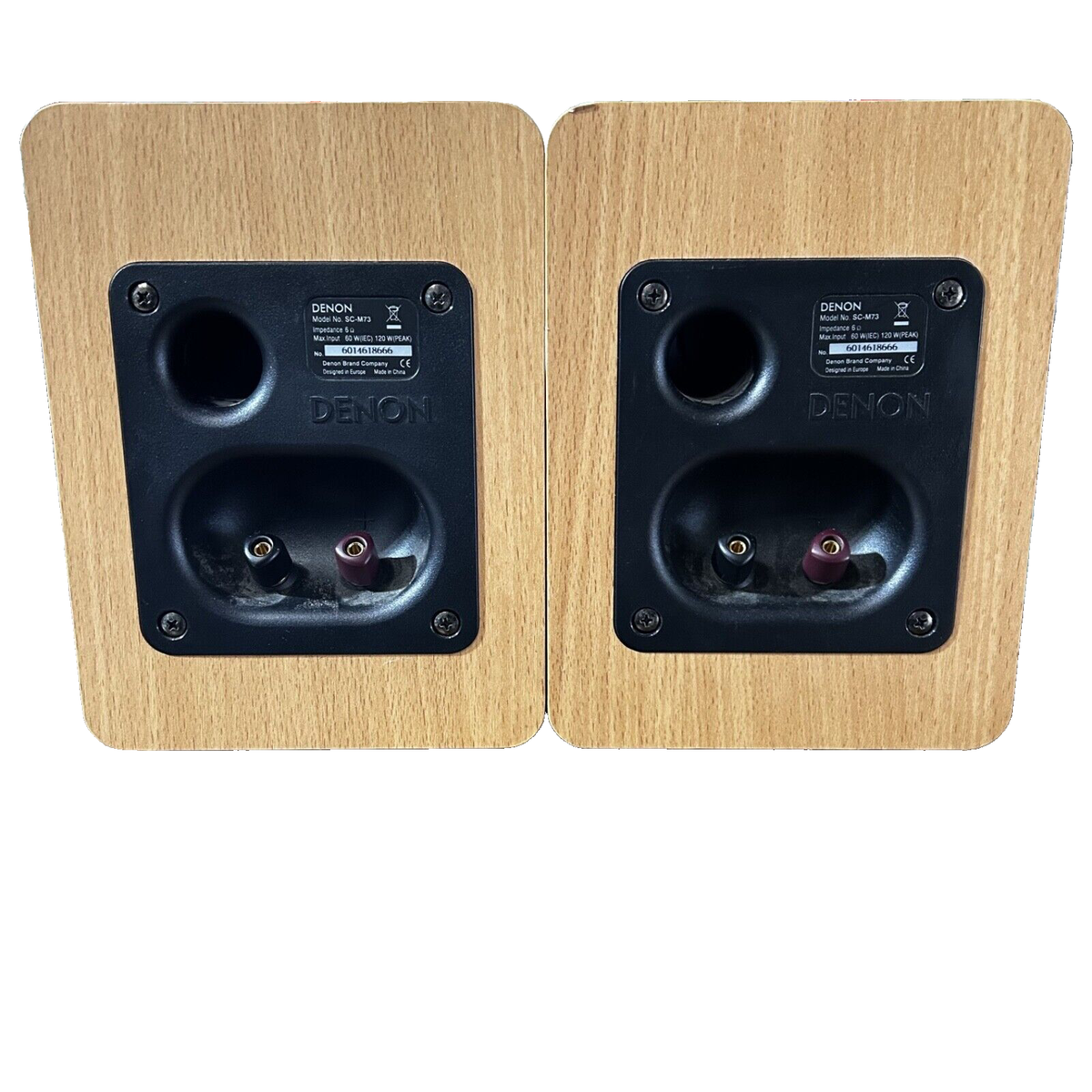 Pair Denon Speakers SC-M73 Book Shelf Speakers Tan Cabinet