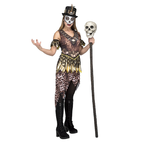 Voodoo Adults Fancy Dress Black Magic Witch Doctor Mens Ladies Halloween Costume - Picture 5 of 7