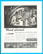 Pneumatic Packaging submarine Sailors breakfast cereal military print ad 1942