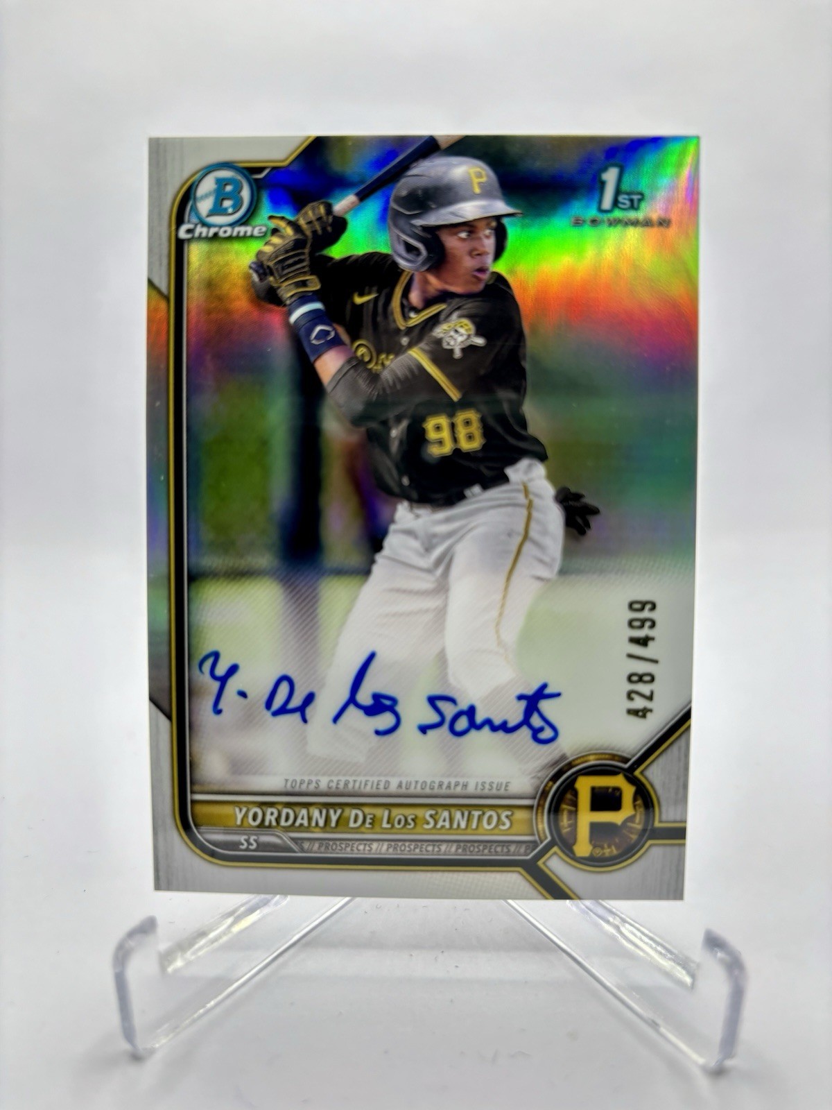 2022 Bowman Chrome Yordany de Los Santos 1st Auto Refractor /499 #CPA-YD Pirates