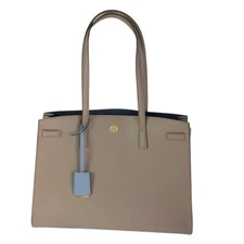 Tory Burch LARGE Greige Heron Walker Satchel Brand New Authentic Designer Bag