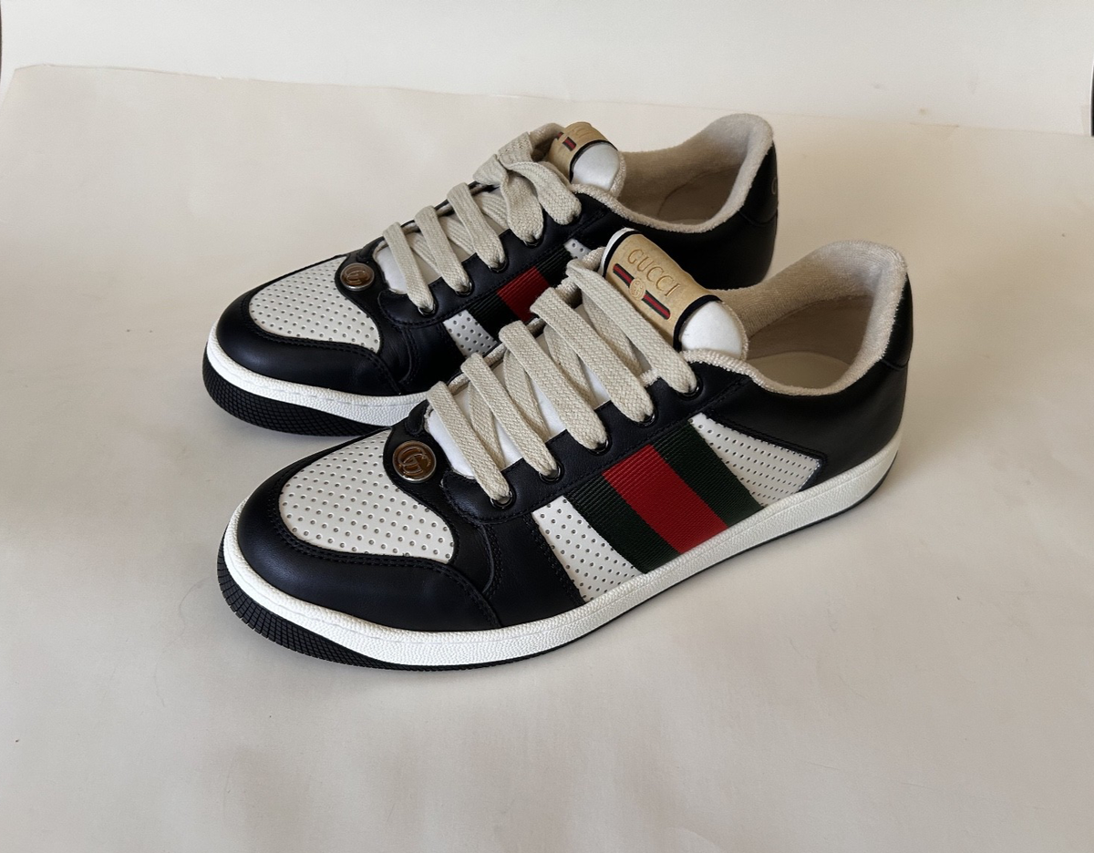 GUCCI Men's Black/White Screener Sneakers Size 8.5 (US) NIB 546163