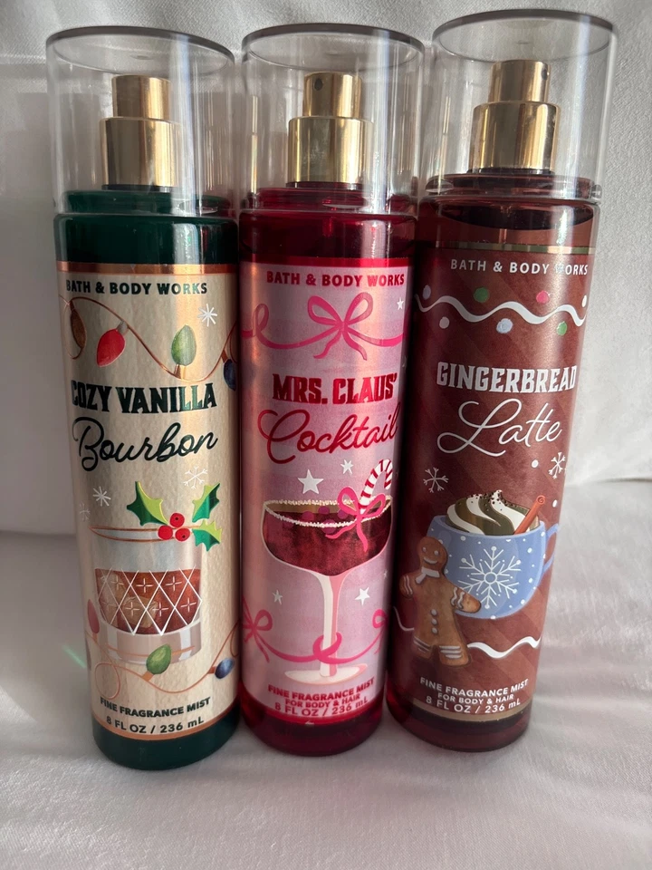 Bath & Body Works Christmas Fine Fragrance Mist Gingerbread, Bourbon, Cocktail