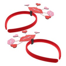 2Pcs Reusable Red Valentines Hair Headbands Fashionable Heart Shape Accessories