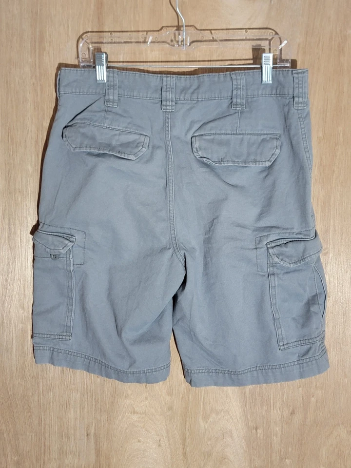 Bermuda cargo Merona cinza 100% algodão masculina tamanho 32 casual bolsos externos - Imagem 4 de 4