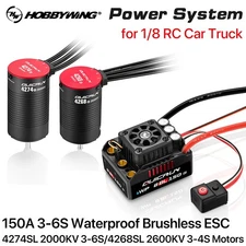 HOBBYWING QuicRun 150A G2 Brushless ESC 2000KV 2600KV Motor for 1/8 RC Car