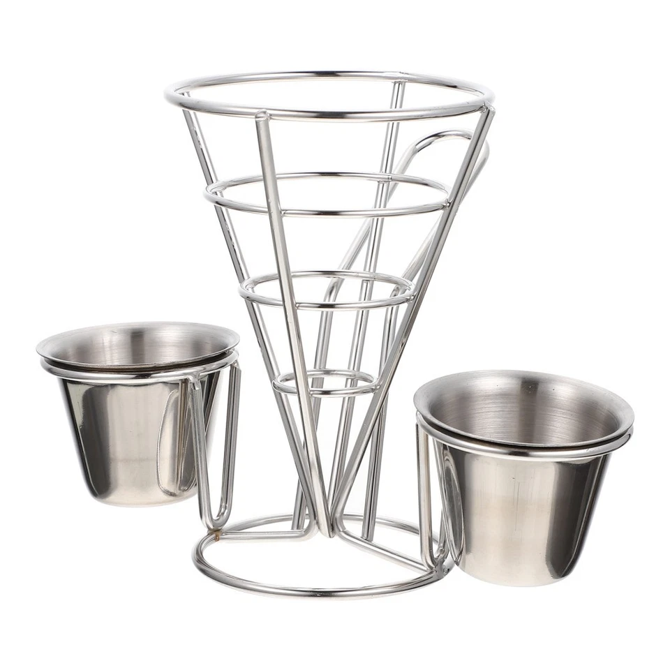  French Fry Basket Stand Stainless Steel Frying Fries Cone Holder