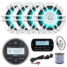 JBL PRV175 Receiver, 4X 6.5" LED Speakers, Wire, USB/AUX Mount, Remote, Antenna