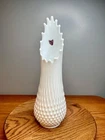 VTG Fenton Art Glass White Milk Glass Hobnail 16 Finger Swung Vase 15" Tall with