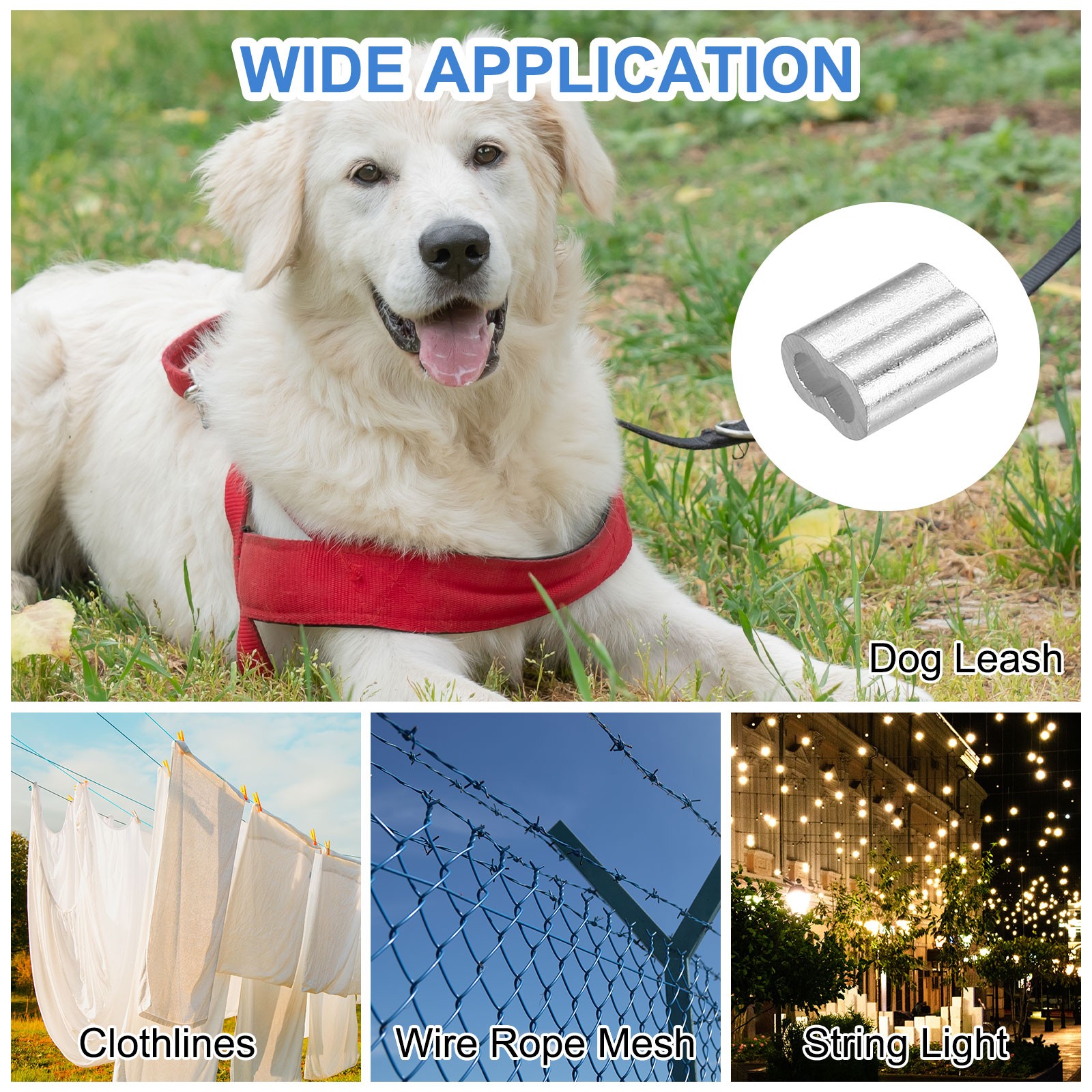 Pack of 200 Aluminum Crimping Loop Sleeve 1/16"(2mm) Cable Ferrule Silver