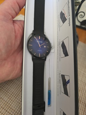 BELUSHI Mens Watch Stunning Beautiful Blue Ombré Dial Mesh Band Date Window 