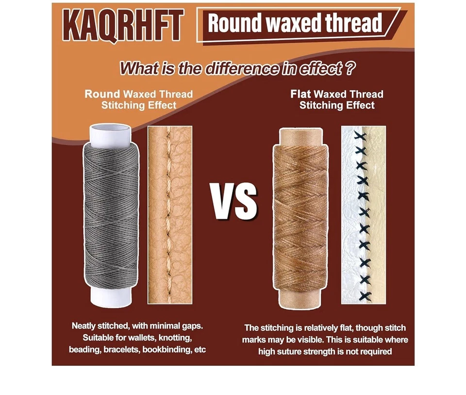 Round Waxed Thread Polyester Cord 0.55 mm Waxed Cord for Leather Sewing Repair 5 - Image 3 of 4