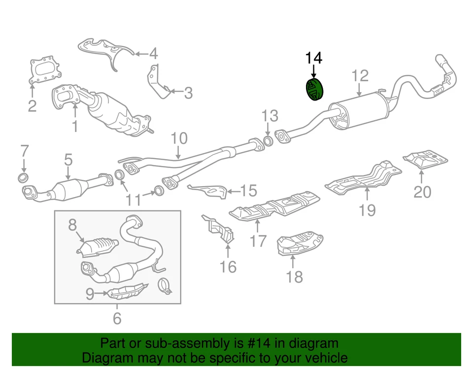 Suspensión de sistema de escape genuino Toyota Tacoma Land Cruiser xA xB Echo 17565-74280 Foto 2 de 2