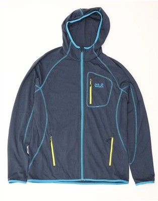 Jack Wolfskin Mens Zip Hoodie Sweater UK 44/46 XL Navy Blue Polyester FA30