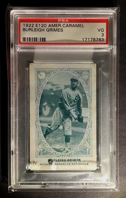 1922 E120 American Caramel Burleigh Grimes Hall of Fame Rookie (RC) - PSA 3 VG