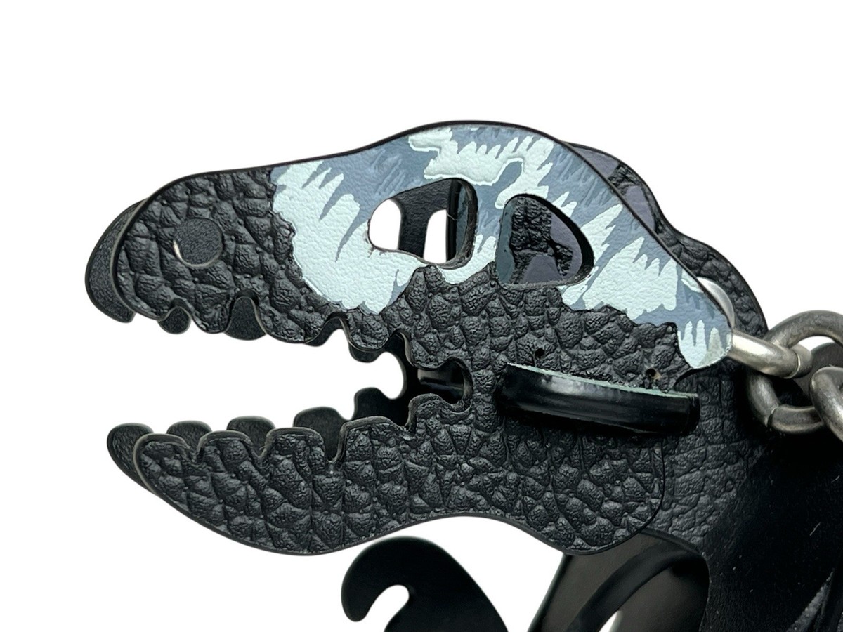 KAFFE COACH REXY Leather DINOSAUR Skeleton CAMO Puzzle KEYCHAIN