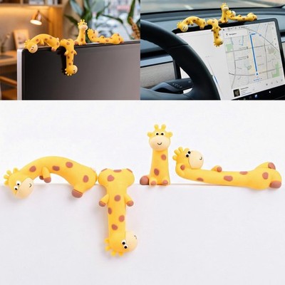 4Pcs Mini Giraffe Figurines for Computer Monitor Decor-Cute Resin Animal Orna...