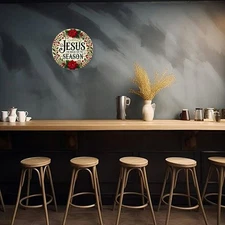 2D Flat - 2DflatVintage Aluminum Wall Art, 1pc- 8inch Round Metal Sign 'Jesus is