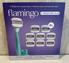 Flamingo Moisture Plus Women  s Razor Kit with 9 Cartridges Razor Handle  Holder