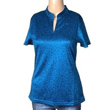 Image of Nike Womens Victory Golf Polo Shirt Dri Fit Standard Fit Animal Print Teal Blue