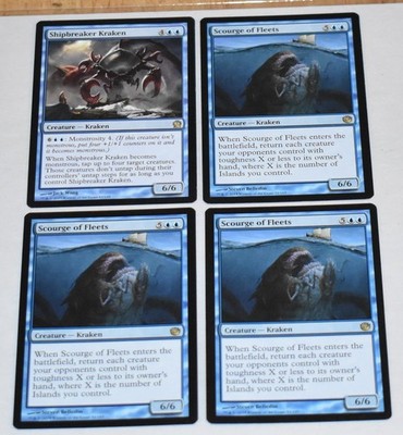 MTG Lot 3x Scourge of Fleets & Shipbreaker Kraken Rare Blue Creature