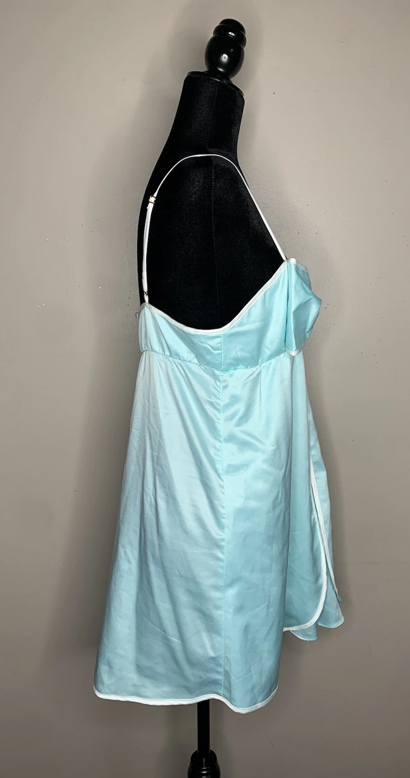 Camicia da notte Kate Spade Big Bow Aqua Nighty Slip Dress Chemise taglia M blu sonno