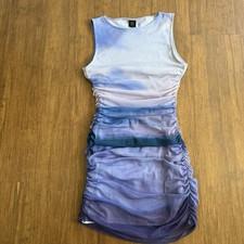 Urban Outfitters Purple Bodycon Dress Mesh Ruching Short Mini Austin Ombre UO