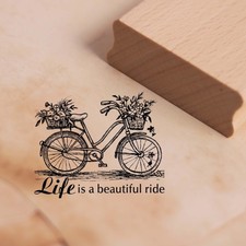 Motivstempel Fahrrad mit Spruch Life is a beautiful ride - Stempel Holzstempel 5