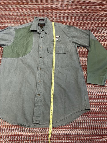 Vintage Browning Hunting Shirt Sz. Large Padded Shoulder Green Quail Embroidery - Picture 8 of 12