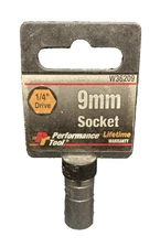 New! Performance Tool Wilmar W36209  1/4 In. Drive Ratchet 9mm 6 Point Socket