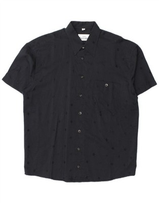 Studio Leonardo Herren Kurzarm Hemd Größe 40 Medium Schwarz Geometrisch CM15