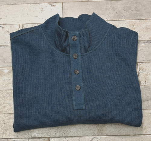 T-shirt De Travail Duluth Homme 2XL - Henley Bleu Thermique Manches Longues - État TB