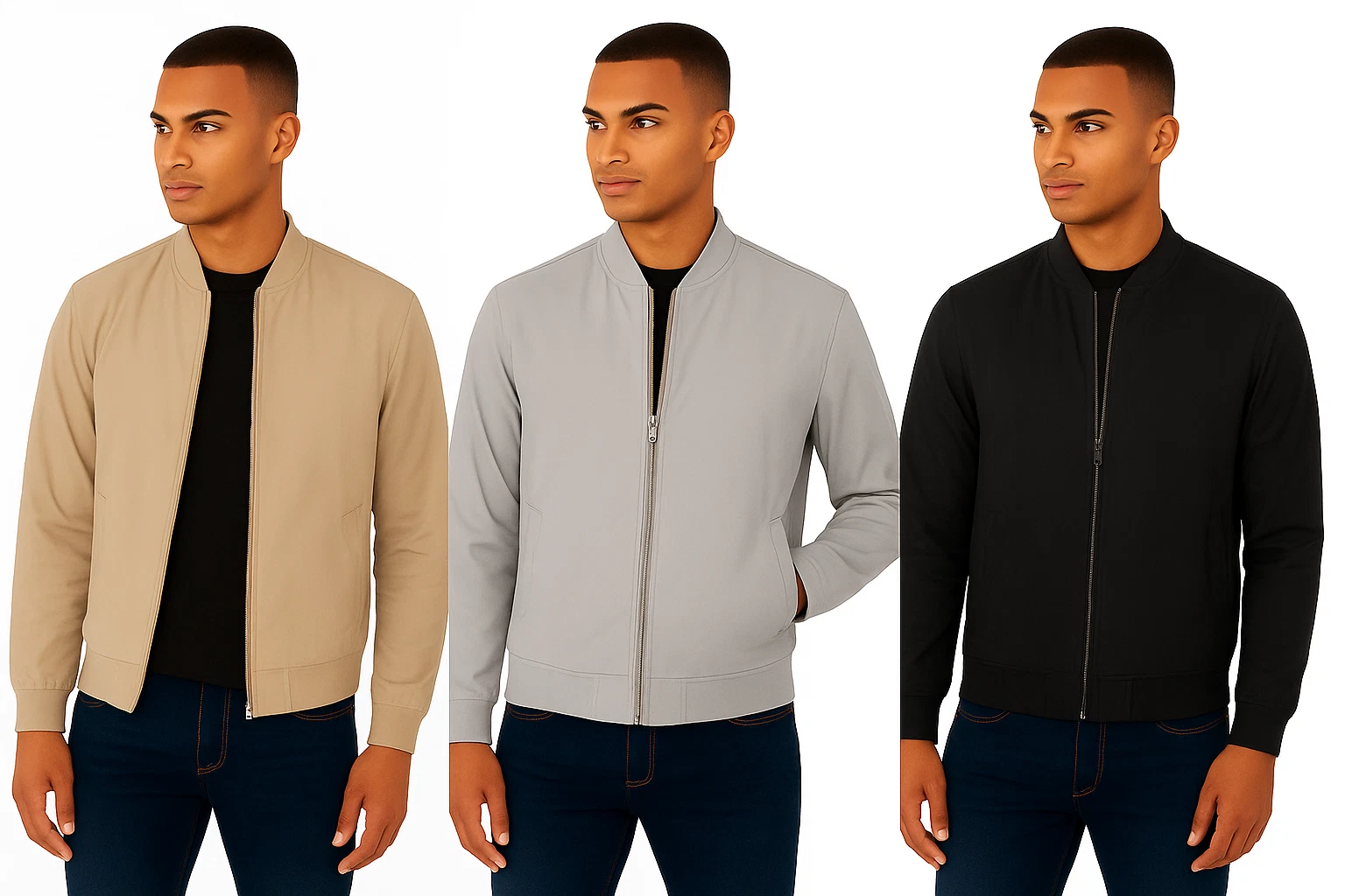 Soul Star Mens Lightweight Bomber Jacket Zip Up Casual Classic Regular Fit Coat