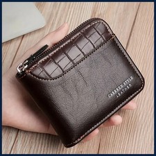Mens Wallet with Zipper Coin Pocket RFID Blocking Wallets Genuine Leather Purse