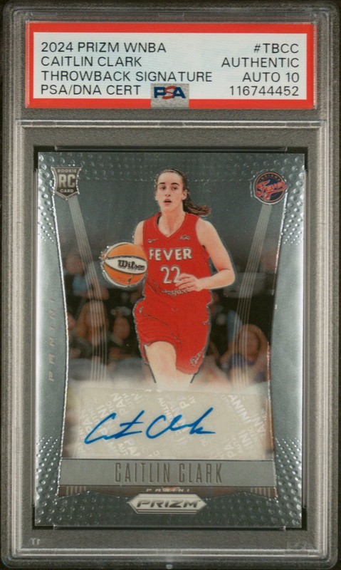 2024 Panini Prizm WNBA Throwback Signatures Caitlin Clark TB-CC PSA AUTH AUTO 10