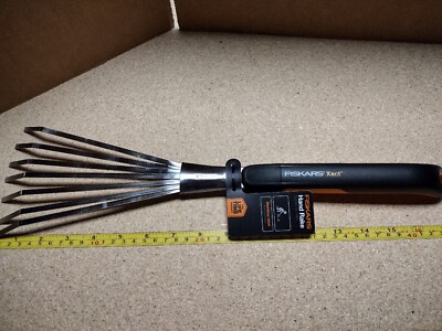 Fiskars Xact Hand rake, Length: 17.4'', Black/Orange, Stainless Steel/Plastic