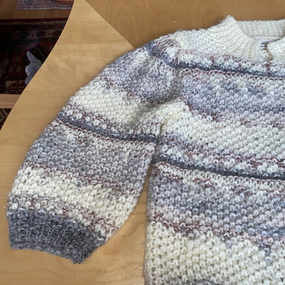 Suéter Lauren Hansen Acogedor Tejido a Mano Rosa Gris Excelente Estado De Colección Foto 4 de 4