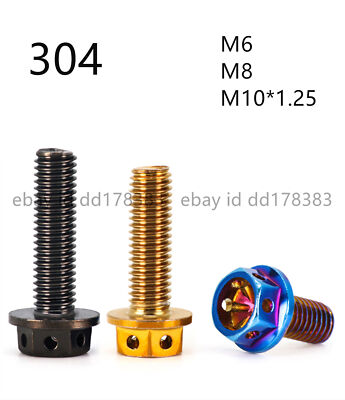 304 Stainless Steel Hexagon Flange Bolts With Holes on Head M6 M8 M10