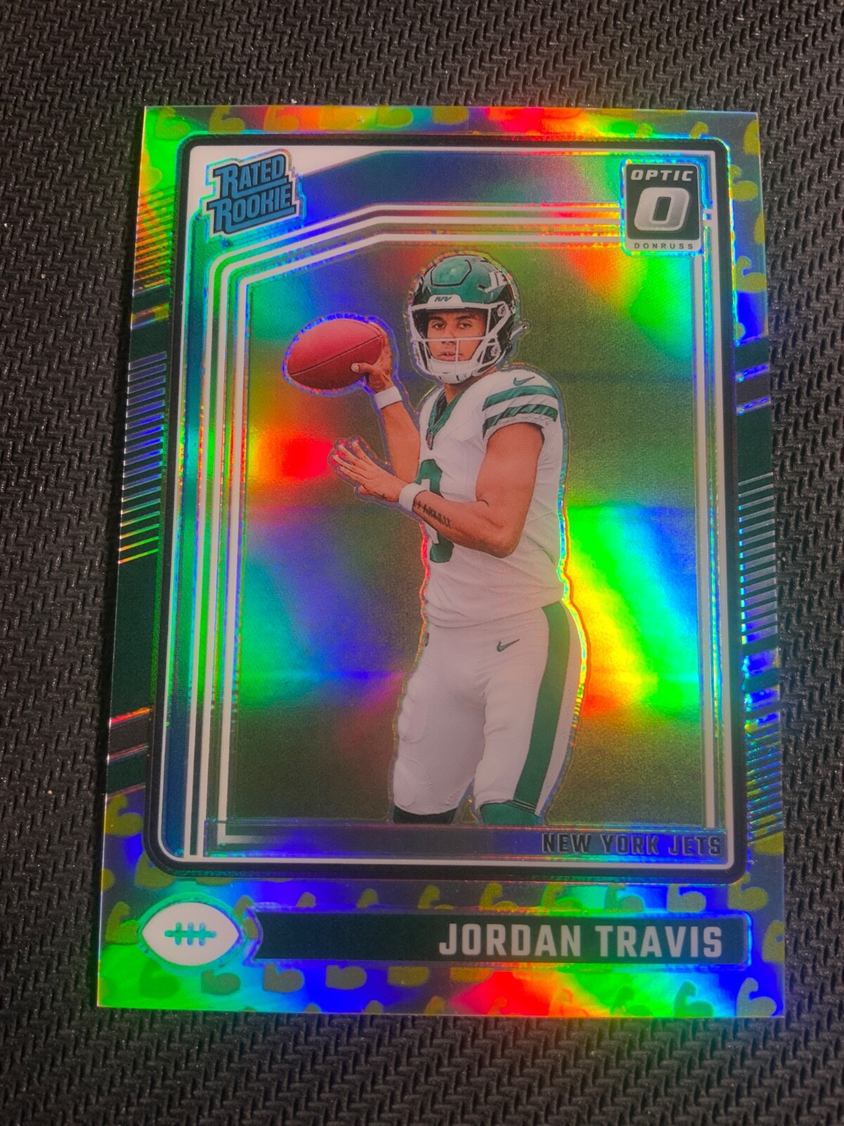 2024 Donruss Optic Jordan Travis Rated Rookie Flex Emoji SP /149 #260