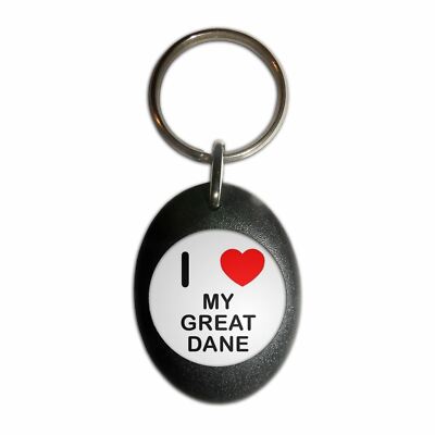 Schlüsselanhänger My Great Dane I Love Herz Kunststoff oval (43 mm x 32,5 mm)