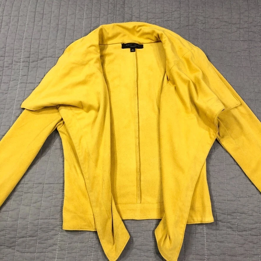 Chaqueta de Alta Costura Romeo Julieta Mujer Pequeña Tostada Imitación Gamuza Tela Chal Cuello Abierto Foto 2 de 4