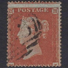 B28_26 GB QV 1854 1d ORANGE-RED SG17-C1(5) FRAMED REVERSE M? FU MISPERF