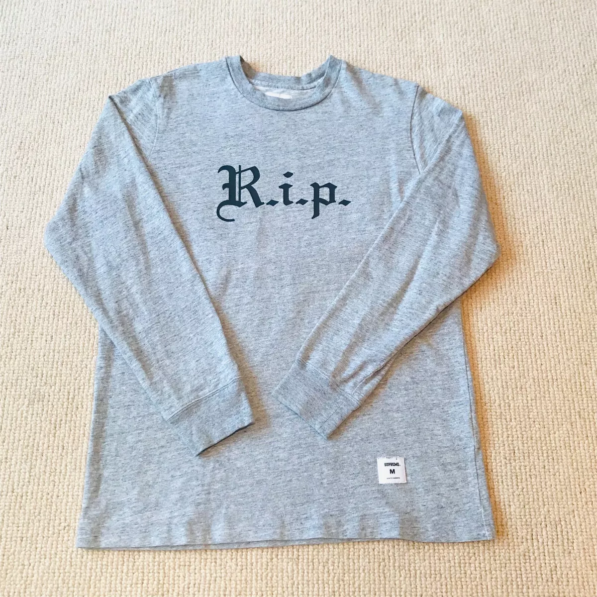 Supreme R.I.P Long Sleeve T-shirt (FW16) Gray Size Medium EXCELLENT  CONDITION