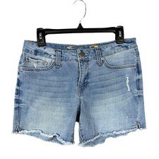 Seven7 Weekend Short Women's 4 Distressed Denim Mid Rise Raw Hem Shorts 4.5" Ins