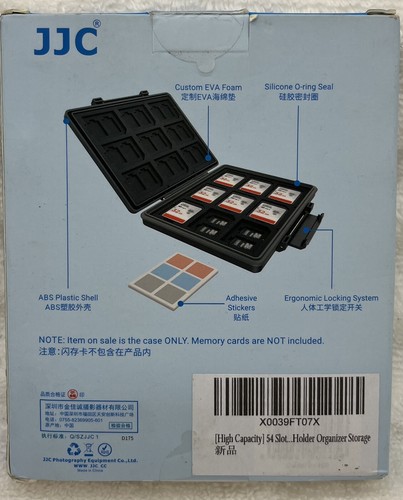 JJC Memory Card Case box Holder Stores Size SD X18 & SD X36 (54 Slots) New Seal - Picture 2 of 2