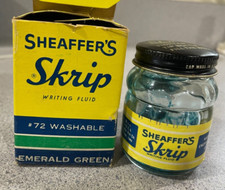 Sheaffers Skrip 72 Emerald Green Writing Fluid Ink Bottle and Box NO INK