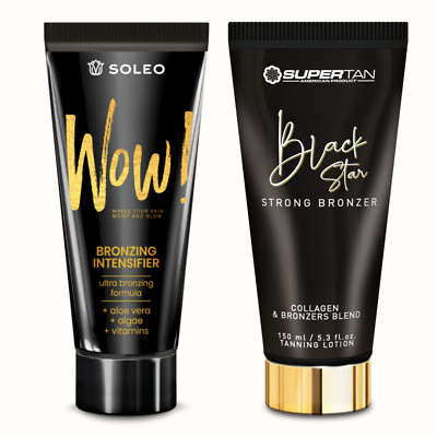 Bronzer Set 1x SuperTan BLACK STAR u. 1x WOW! Bräunungslotion Solariumkosmetik