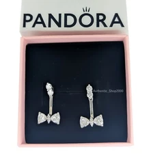 New 100% Authentic PANDORA 925 Ale Sparkling Bow Drop, Stud Earrings 293543C01