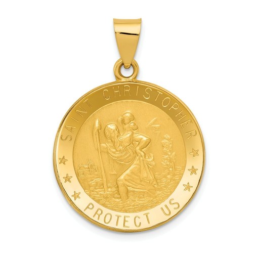 14k 14kt Yellow Gold Saint Christopher Medal Pendant 31mm X 22mm | eBay